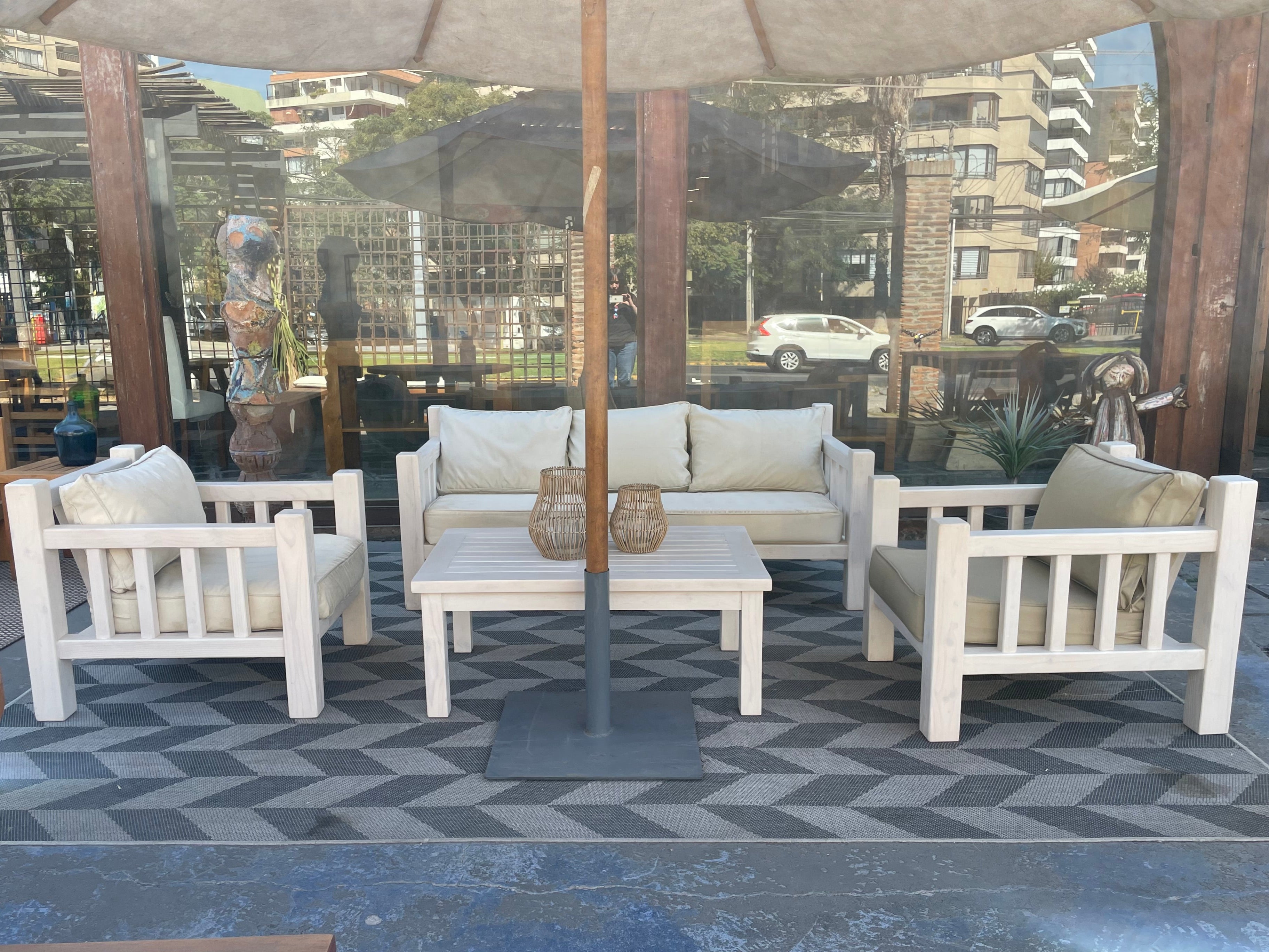 CONJUNTO SOFA DE TERRAZA MODELO C90, AGUADA BLANCO