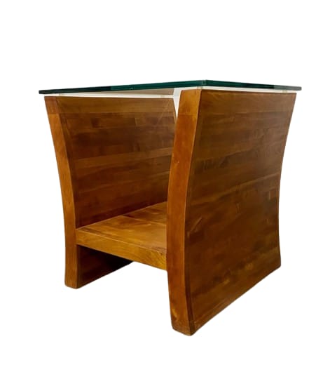 MESA LATERAL CON CUBIERTA CRISTAL, MODELO LUNA