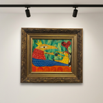 Obra de VIC en galería con focos negros