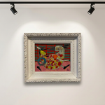 Obra en galería con focos negros
